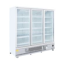 Refrigerador de exhibición vertical comercial de tres puertas de vidrio